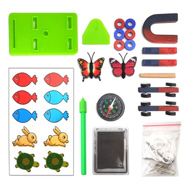 EUDAX Labs Junior Science N/S Magnet Set for Education Science Experiment Tools Icluding Bar/Ring/Horseshoe/Compass Magnets