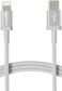 Basics Amazon Nylon Braided USB-C to Lightning Cable, MFi Certified iPhone Charger - Silver, 6-Foot