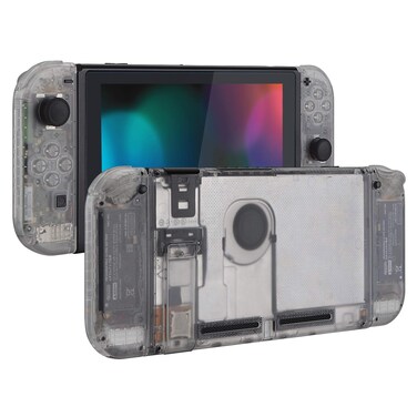 eXtremeRate Transparent Clear Back Plate for Nintendo Switch Console, NS Joycon Handheld Controller Housing with Full Set Buttons, DIY Replacement Shell for Nintendo Switch