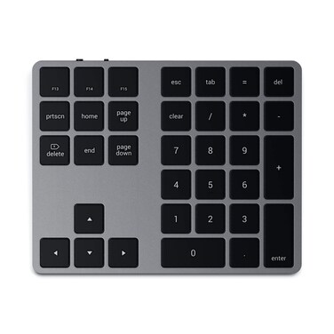 Satechi Bluetooth Extended Numeric Keypad, Rechargeable 34-Key, Space Grey