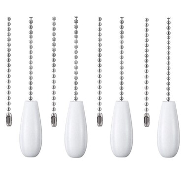 DAYONE Ceiling Fan Chain Pulls White Wooden Pull Chain Extension for Ceiling Light Fan Chain 4 Pack
