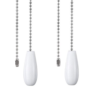 DAYONE Ceiling Fan Chain Pulls White Wooden Pull Chain Extension for Ceiling Light Fan Chain 2 Pack