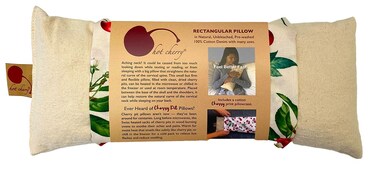 Hot Cherry Cervical/Rectangular Pillow, Natural Denim, w/Cherry case Cherry Pit-Stone, Hot/Cold, Moist Heat Pack, Pain Relief, Microwavable-Washable