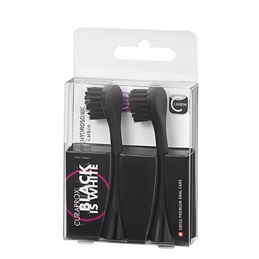 Curaprox Hydrosonic Black Is White Carbon Replacement Brush Heads, 2 Pack