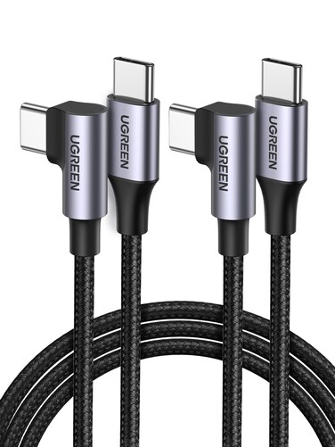 UGREEN 60W Right Angle USB C Cable, Fast Charging Cable, 2-Pack, 6.6ft