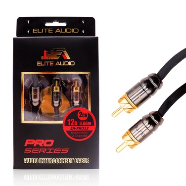 Elite Audio EA-PRO12 Professional Grade 12ft. 2-Ch Oxygen Free Copper RCA Cable - Brass Connectors, Triple Shielded Armor