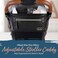 Itzy Ritzy Adjustable Stroller Caddy - Organizer Featuring Two Built-In Pockets, Front Zippered Pocket & Straps To Fit Nearly Any Stroller, Black with Gold Hardware