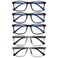 OPULIZE INK Reading Glasses - Value 5 Pack - Large Rectangular Frame - Spring Hinges - Scratch Resistant - Black Grey - Mens Womens +1.50