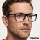OPULIZE INK Reading Glasses - Large Rectangular Frame - Spring Hinges - Scratch Resistant - Black Blue Arm - Mens Womens +2.00