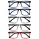 OPULIZE INK Reading Glasses - Value 5 Pack - Large Rectangular Frame - Spring Hinges - Scratch Resistant - Black Grey Red - Mens Womens +2.00
