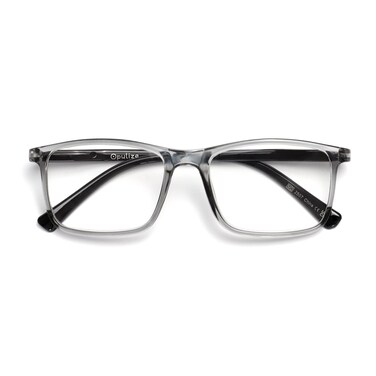 OPULIZE INK Reading Glasses - Large Rectangular Frame - Spring Hinges - Scratch Resistant - Transparent Grey Black Arm - Mens Womens +2.50
