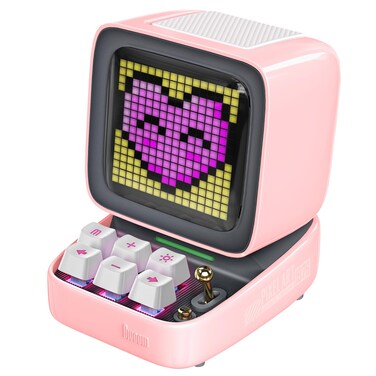 DIVOOM ACDIVDITPNK Divoom Ditoo Pixel Art Portable Bluetooth Speaker with App Controlled 16X16 LED Front Panel Pink - Pink (Pack of1)
