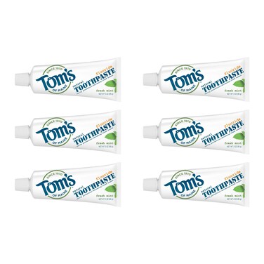 Tom's of Maine Travel Size Anticavity Fresh Mint Toothpaste, 3 oz. 6-Pack (Packaging May Vary)
