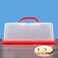 Cheeren 2 Pack Plastic Rectangular Loaf Cake Storage Container,Bread Keeper for Carrying and Storing Banana Bread,Pumpkin Bread (Red)