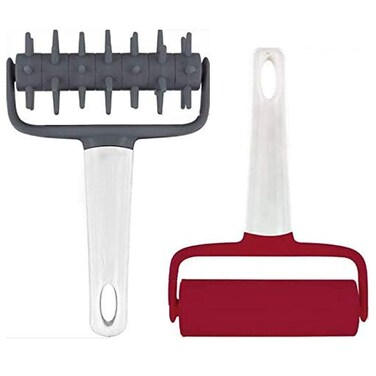 AooBaBa 2 Pieces Pizza Dough Roller and Docker Set Pastry Pizza Pie Roller Rolling Pins and Time-Saver Pizza Dough Docker