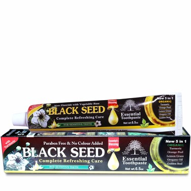 ESSENTIAL TOOTHPASTE Essential Palace Organic Black Seed Toothpaste 5 in 1 100% Fluoride Free &amp; Vegetable Base for Seneitive Teeth.