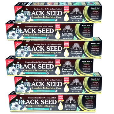 ESSENTIAL TOOTHPASTE Essential Palace Organic Black Seed Toothpaste 100% Fluoride Free &amp; Vegetable Base (6 pack) 6.5oz