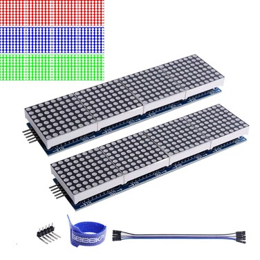 GeeekPi 2Pack MAX7219 8 x 32 Dot Matrix MCU 4 in 1 LED Display Module for Arduino Raspberry Pi 2 Piece D-0012