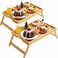 Pipishell Bamboo Bed Breakfast Tray with Foldable Legs, Handles, Ideal for Kids, Couples, Sofa, Eating, Working, Used As Laptop Desk Snack Table - 2 Pack