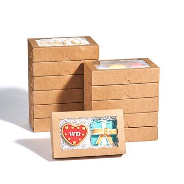 RomanticBaking 50 Pack Auto-Popup Cookies Boxes 7" x 4 3/8" x 1 1/2"Pastry Boxes Macaron Boxes Hot Chocolate Bombs Boxes Donut Boxes Brownies,Cakesicle Boxes