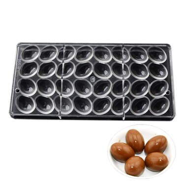 GRAINRAIN Polycarbonate Chocolate Mold DIY Candy Mould Clear Hard Plastic Bakeware Pastry Tools Small Easter Egg Smooth Surface (19272)