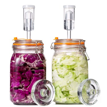 JILLMO Fermentation Kit, 1.5 Liter Fermentation Jar with Fermenting Weights and Airlocks, 2 Pack