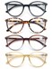 MODFANS Women Reading Glasses 4Pack Large Round Frame Readers Spring Hinges with 4 Pouch