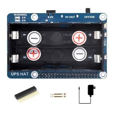 Waveshare UPS HAT Compatible with Raspberry Pi 5V Uninterruptible Power Supply Multi Battery Protection Circuits Charge and Power Output at The Same Time