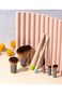 Ecotools Daily Essentials Face Kit Interchangeables Makeup Brush Set With 5 Brushes, 2 Handles, And Storage Tin, Brown/Black