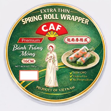 CAF Premium Spring Roll Wrapper, Fresh Rice Paper, Spring Roll Wrappers (16cm)