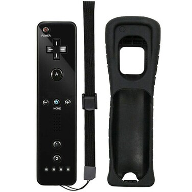ChamZA Wireless Motion Remote Controller Gamepad Joystick for Nintendo Wii/ Wii U, w/ Silicone Case & Hand strap (Black without Motion Plus)