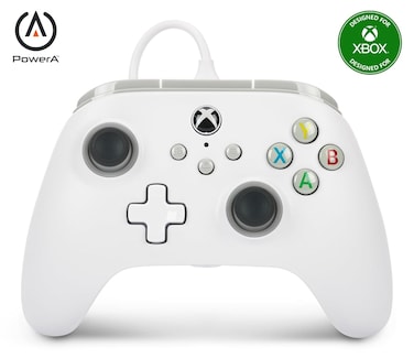 PowerA Wired Controller for Xbox Series X S - White, gamepad, wired video game controller, gaming controller, works with Xbox One - Xbox Series X
