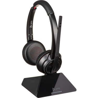 Plantronics Poly Savi 8220 UC DECT Wireless Headset System Bundle with Headset Advisor Wipe- Compatible with Computer Only (USB-A)