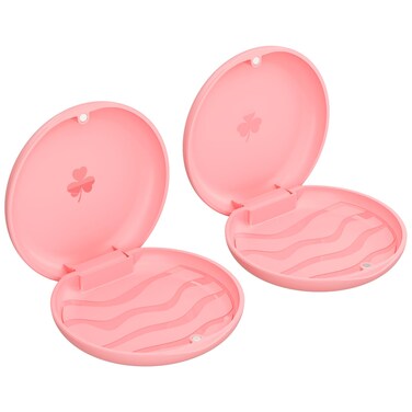 ZIZNBA (2 Pack) Retainer Case,Solid Orthodontic Retainer Case-Pink