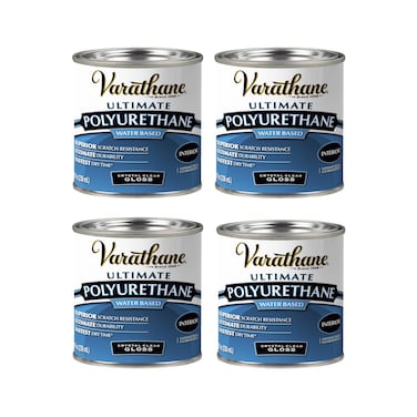 Varathane 200061H-4PK Water-Based Ultimate Polyurethane, Half Pint, Gloss Finish, 4 Pack
