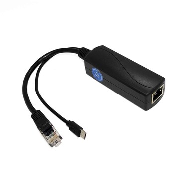 Revotech Gigabit Micro USB PoE Splitter 5V 2.4A Output, IEEE 802.3af Standard 10,100,1000Mbps for USB Charging Cable RJ45 Port Power Over Ethernet USB Splitter Adapter (USB0502G Black)