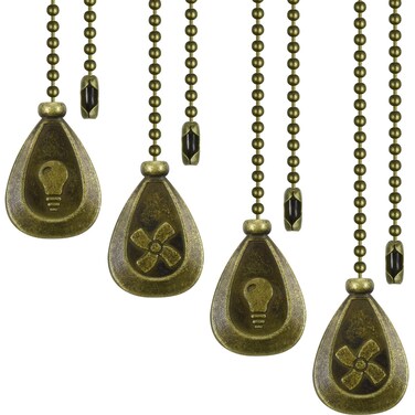Patelai 4 Pieces Bronze Pull Chains Ceiling Fan Pull Chain Extension Fan Pull Chain Pendant 12 Inch Ceiling Fan Chain Extender Ornament with Ball Fan Chain Connector (Cinnamon)