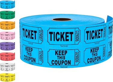 Tacticai 1000 Blue Raffle Tickets ( ), Double Roll, 2" X 2" Ticket For Events, Entry, Class Reward, Fundraiser & Prizes
