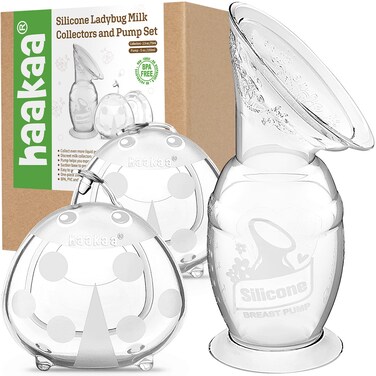 Haakaa 5oz/150ml Manual Breast Pump with Suction Base &amp; Breast Shells Combo