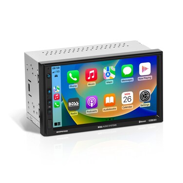 BOSS Audio Systems BVCP9700A Car Audio Stereo System - Apple CarPlay, Android Auto, 7 Inch Double Din, Touchscreen, Bluetooth Audio and Calling Head Unit, Radio Receiver, No CD Player, for Amplifier