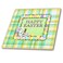 3dRose Bunny with Chocolate Leaning on Egg Frame, Happy 6 Inch Ceramic Tile