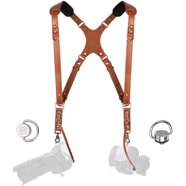 C Coiro Dual Camera Strap with Double Leather Strap and Adjustable Shoulder Strap