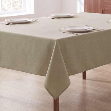 H.VERSAILTEX Linen Textured Table Cloths 60 x 60 Inch Premium Solid Tablecloth Spill-Proof Waterproof Table Cover for Dining Buffet Feature Extra Soft and Thick Fabric Wrinkle Free, Taupe