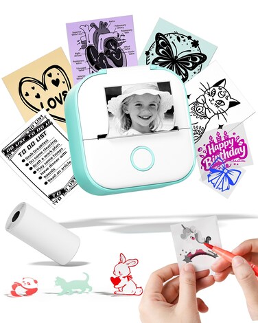 Memoking Sticker Maker Machine, T02 Mini Printer Sticker Maker for Kids