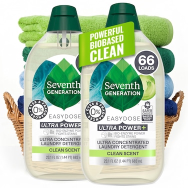 Seventh Generation EasyDose Power+ Detergent, Clean Scent, 23.1 oz, 2-Pack