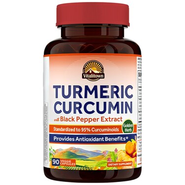 Vitalitown Turmeric Curcumin with Black Pepper Extract, Sourced from India, Made in USA, High Potency Enhanced Absorption, Anti-inflammatory, Promote Joint Comfort, Decrease Joint Pain, Vegan, Non-GMO