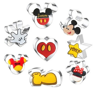 Q-BAKER 8 Pieces Mouse Cookie Cutters,Themed of Mickey Minnie Mouse Shaped Biscuit Molds