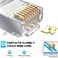 JODROAD Shielded RJ45 Cat6A Cat7 Pass Through connectors - 3 Prong 8P8C 50U Gold Plated 2-Piece Pass-Thru Modular Data Plug for FTP/STP Cable &amp; Solid Wire (30 Pack)