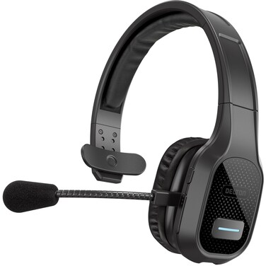 Delton Wireless Computer Headset, Trucker Bluetooth Headset with Noise Canceling Microphone, 35Hrs Talk time, Wireless Headset for Computer, Cell Phone, Drivers, Office, Call Center Work - Black