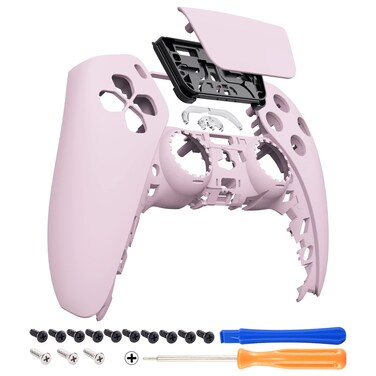eXtremeRate Sakura Pink Touchpad Front Housing Shell for ps5 Controller, Soft Touch DIY Replacement Shell Custom Touch Pad Cover Faceplate for ps5 Controller - Controller NOT Included